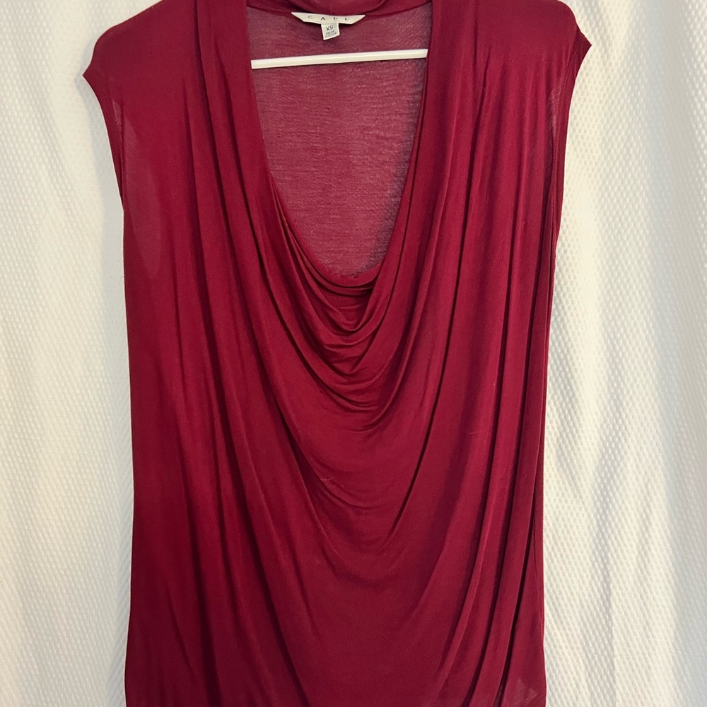 Cabi Avenue Burgundy Drape Top #535 | XS